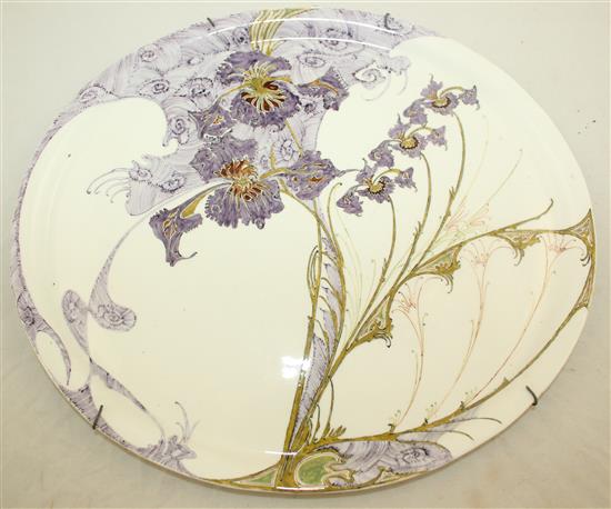 A Rozenburg Art Nouveau egg shell porcelain oval dish, by Sam Schellink, c.1905, 30.5cm